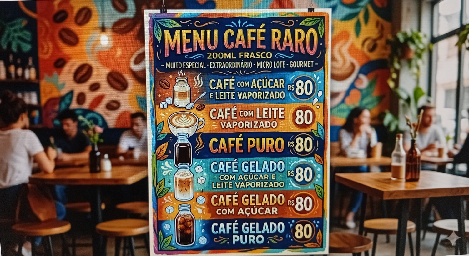 200ml frasco do cafe raro -muito especial - exraordinario com acucar organico e leite vaporizado